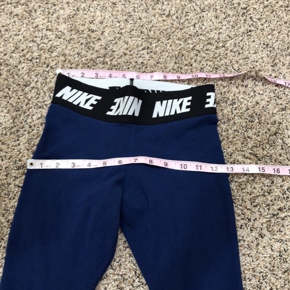 Nike High Waisted Club Leggings Size XS Navy Blue Cotton - Picture 8 of 12